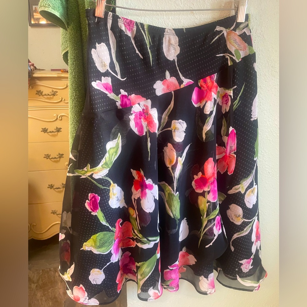 Flirty Floral and Polka Dot Midi Skirt